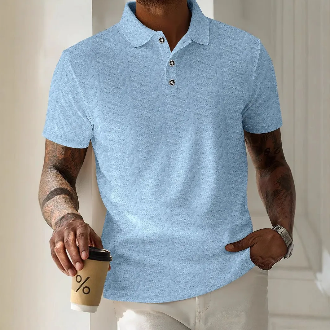 H58c1e5b5b2254c12ab8e82577ce468eeJ.webp New Summer Men's Fashion Loose Fit Casual Polo Shirts-Blue / M - Image 1