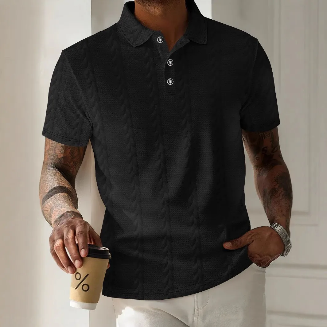 H6a256404923745e18d38936e31139eaew.webp New Summer Men's Fashion Loose Fit Casual Polo Shirts-Black / 3 XL - Image 1