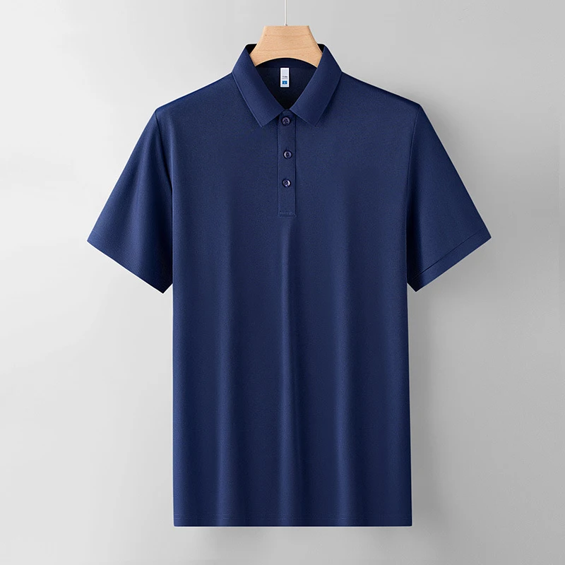 Hc5e812c793fa40b78c1ea1bd3605086eE.webp Embroidery Printing Logo Plain Polyester Quick Drying Breathable Sport Men Uniforms Work Polo Shirt-Navy / 3 XL - Image 1